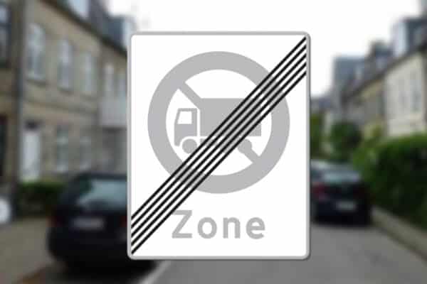 E69.5 Ophør af zone med lastbil forbudt