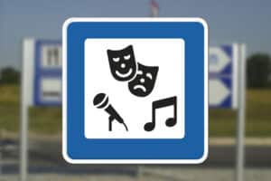 Servicetavle der viser vej til kulturhus og lign Seri Q Sign