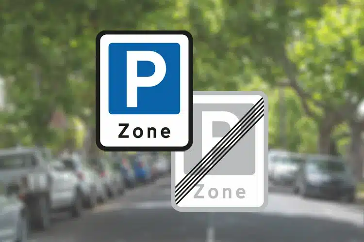 Seri Q Sign E68-3-69-3-Zone-med-parkering-med-ophør