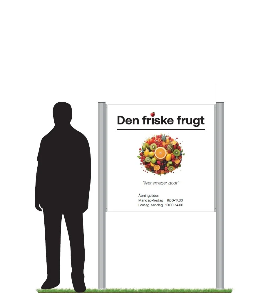 Høj firmatavle fra serien SeriProfil reklameskilte
