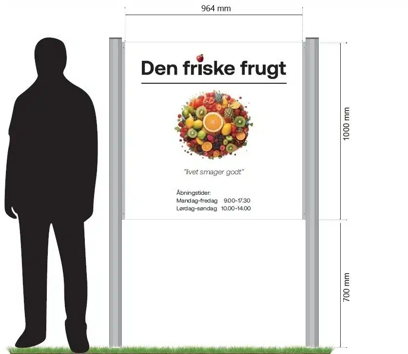 Høj firmatavle fra SeriProfil reklameskilte serien.