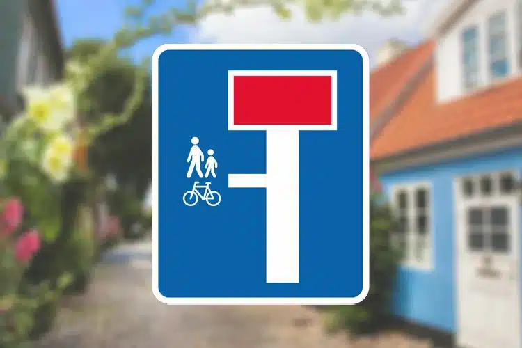 Seri Q Sign E18-1-3-Blind-vej-med-stianlæg-til-venstre