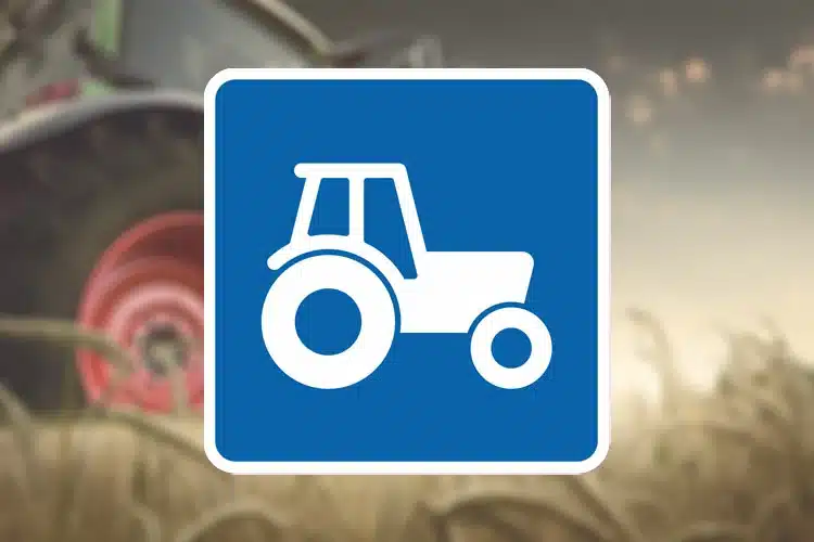 Seri Q Sign E22-3-H-Anbefalet-rute-landbrugsmaskiner-højre